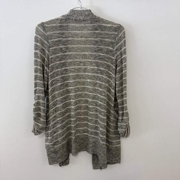 Splendid Gray & White Striped Sheer Knit Cardigan Sweater - Picture 2 of 5